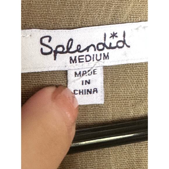 Splendid Olive Green Half Sleeve Button Down Whipstitch Mini Dress Size Medium - Picture 6 of 7